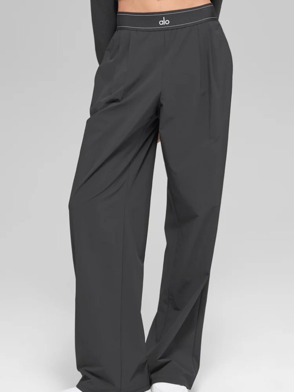 Alo Yoga 🤍 Wide Leg Pants High Waisted Dark Grey Minimalist NWT